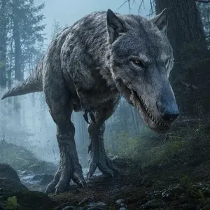 Tyrannosaurus rex + Wolf